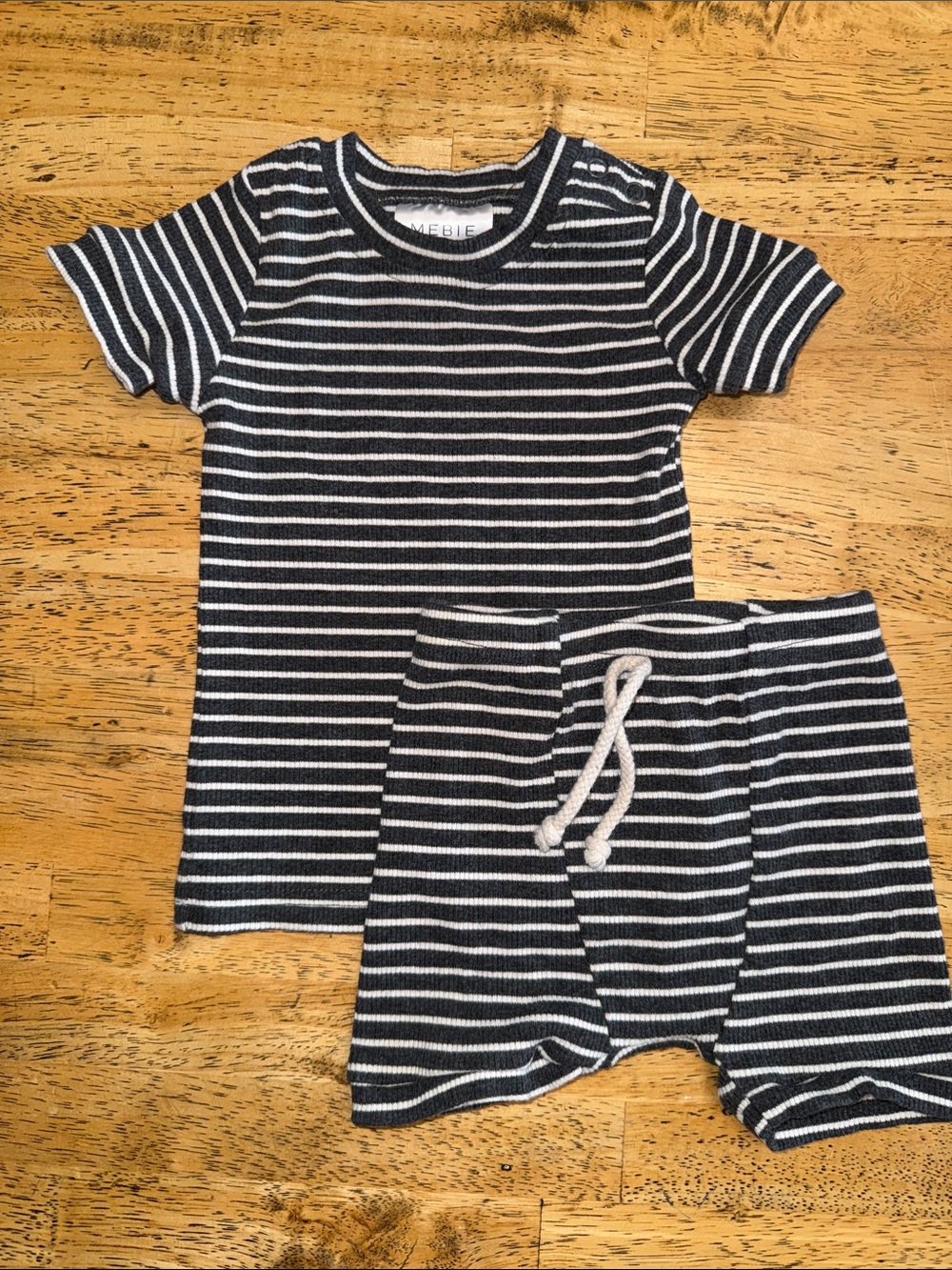 Mebie Baby Charcoal and White Striped Pajama Set